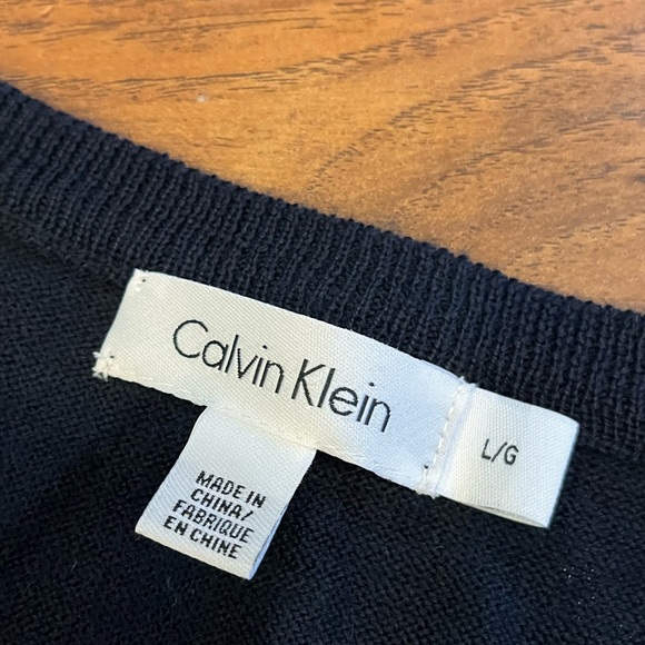 Calvin Klein sweater mens Large navy blue soft Merino Wool Acrylic light comfy - Picture 5 of 11